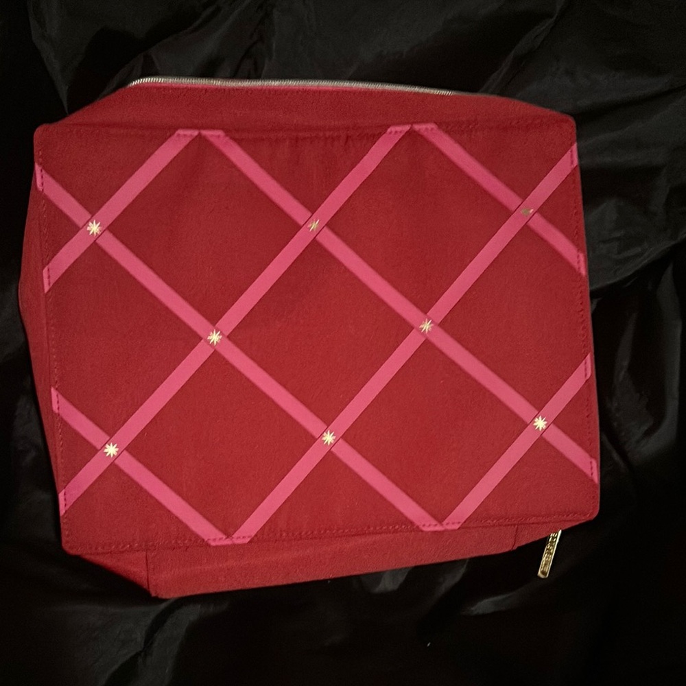 Estee Lauder Red and Pink Geometric Cosmetic Bag